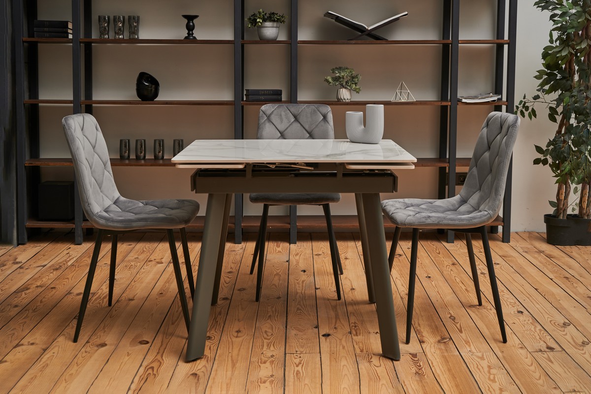 Керамічний стіл TM-80 каса вайт + сірий