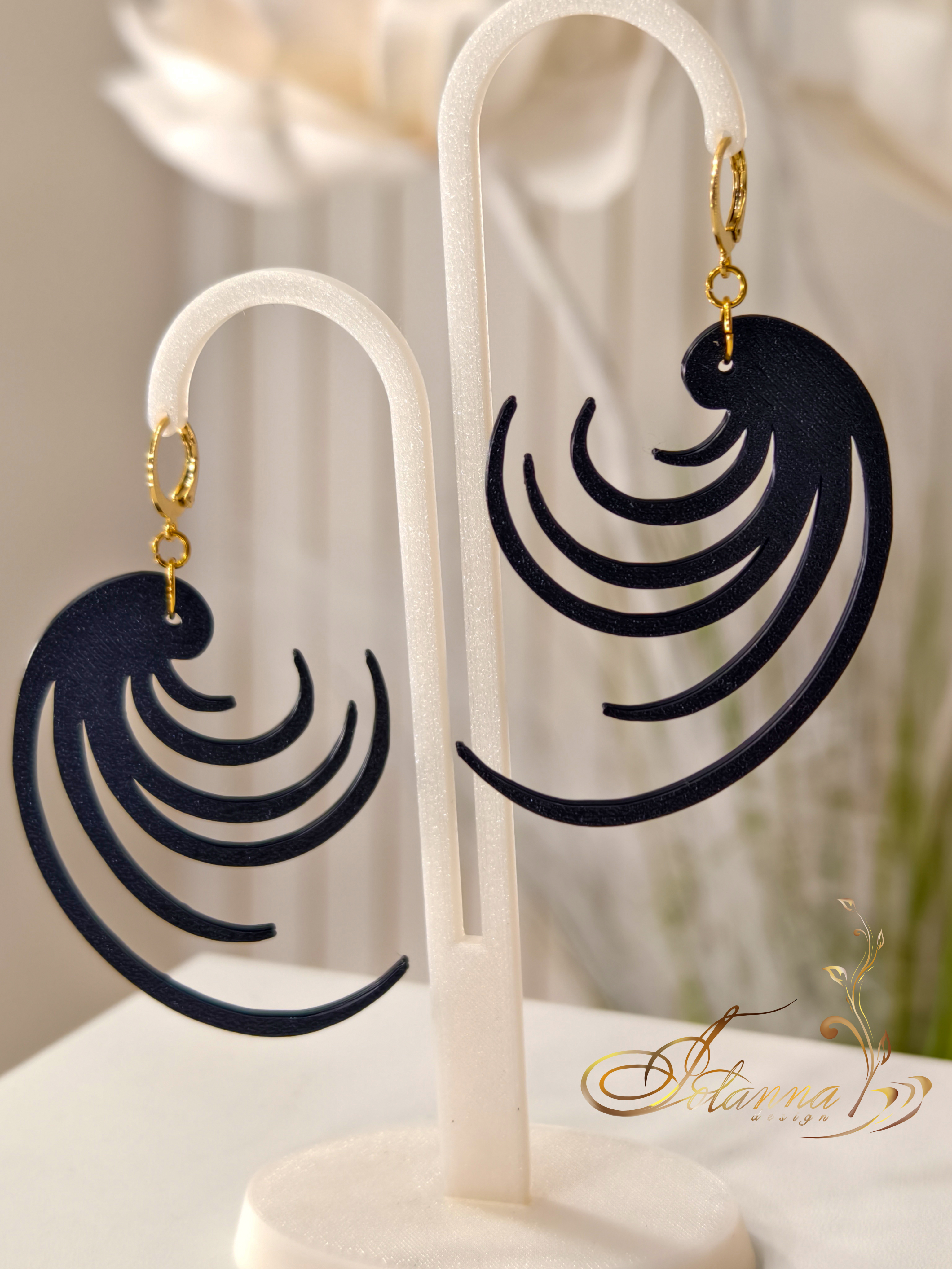 Exclusive black 3d printed earrings