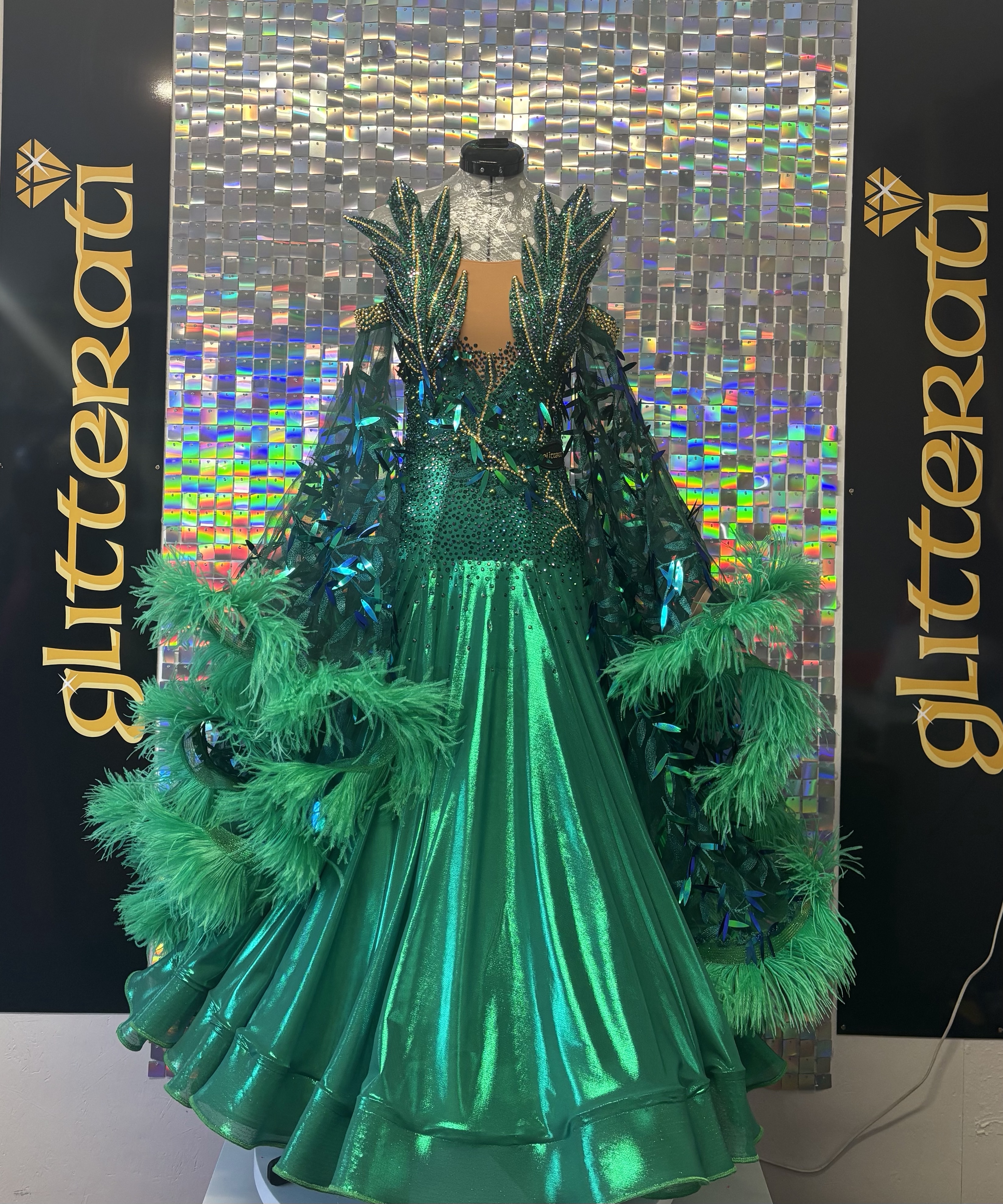 Emerald metallic ballroom gown