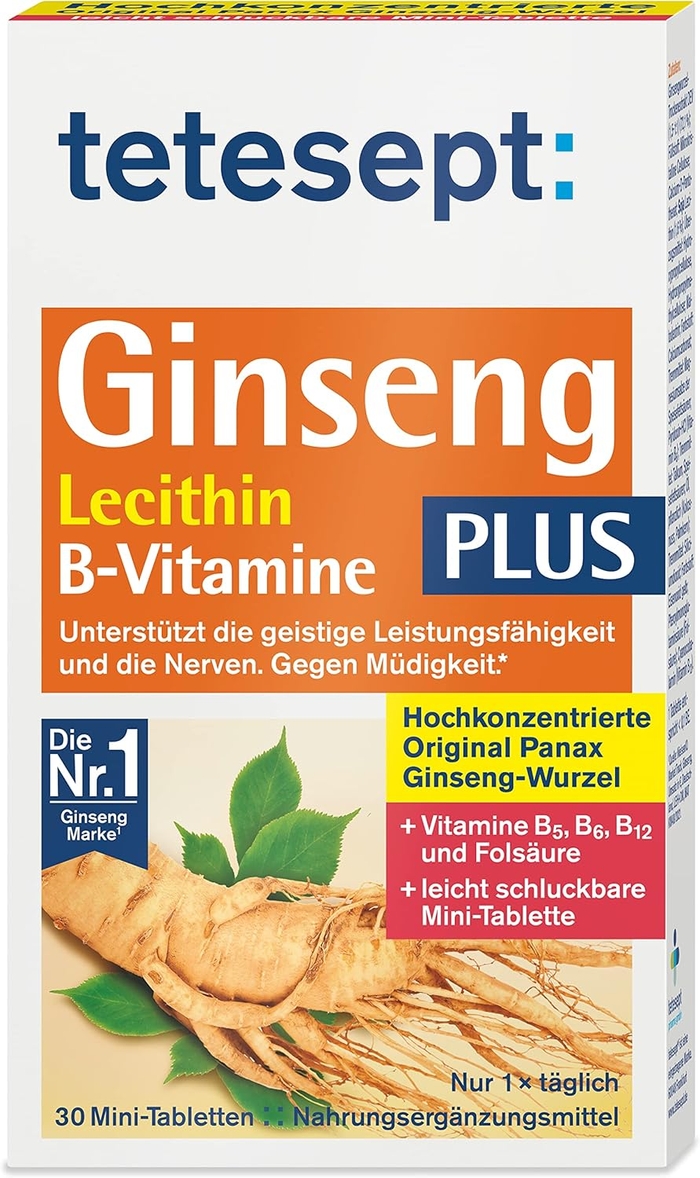 tetesept Ginseng Plus Lecithin Для Енергії та Зосередженості - 30 таблеток