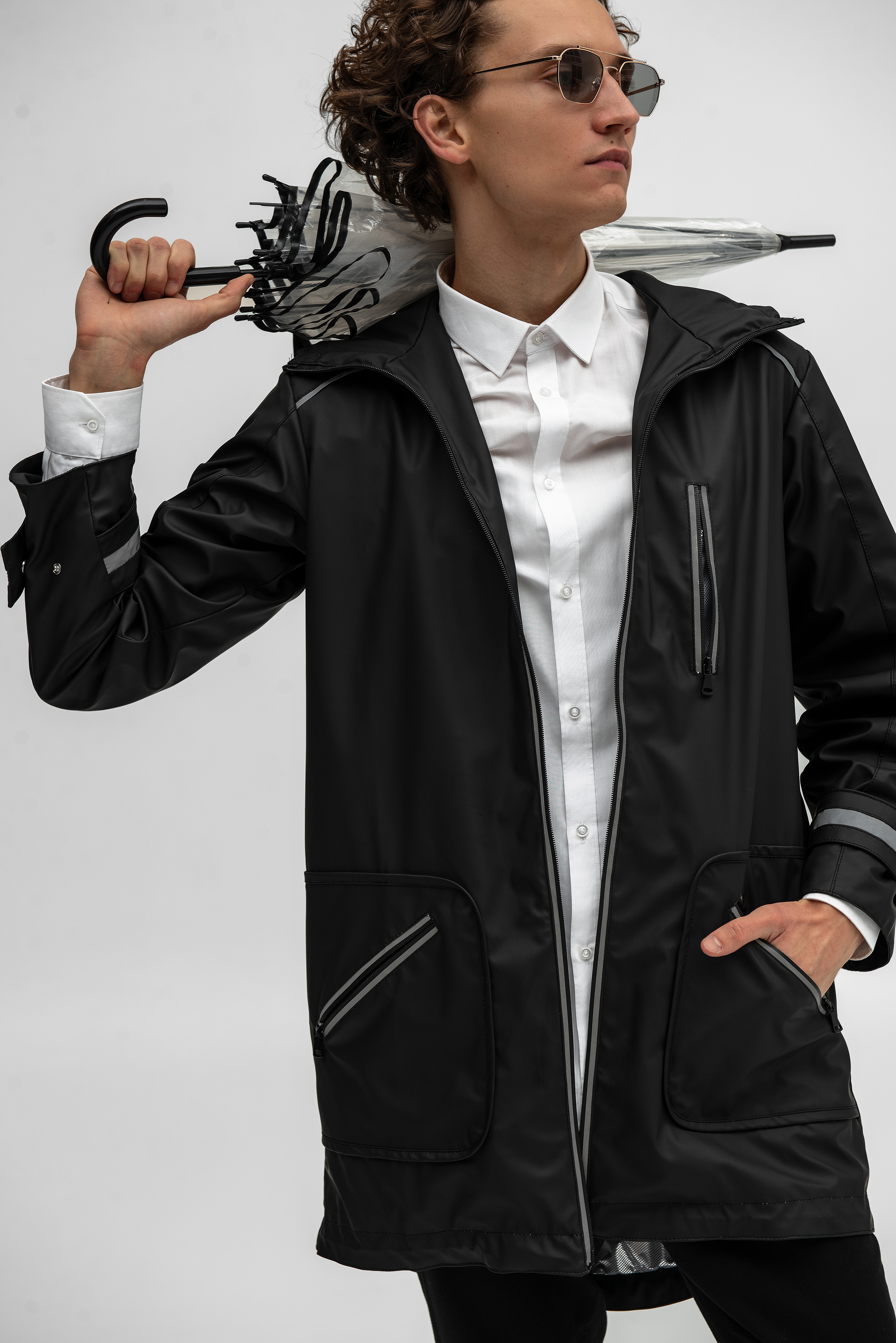 Black Designer Raincoat for Men