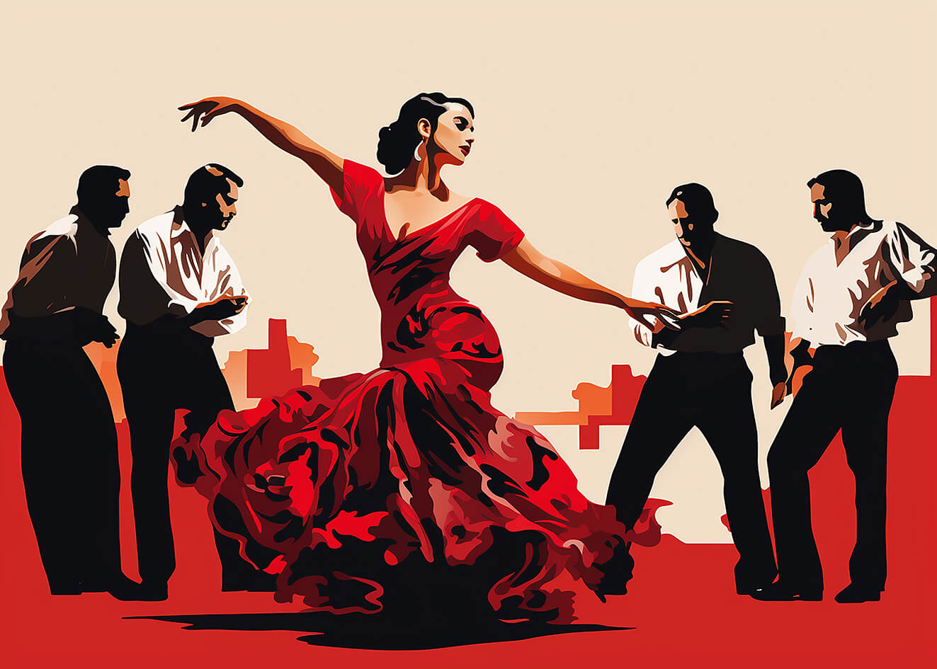 Flamenco, 50x70 cm, original acrylic painting on canvas