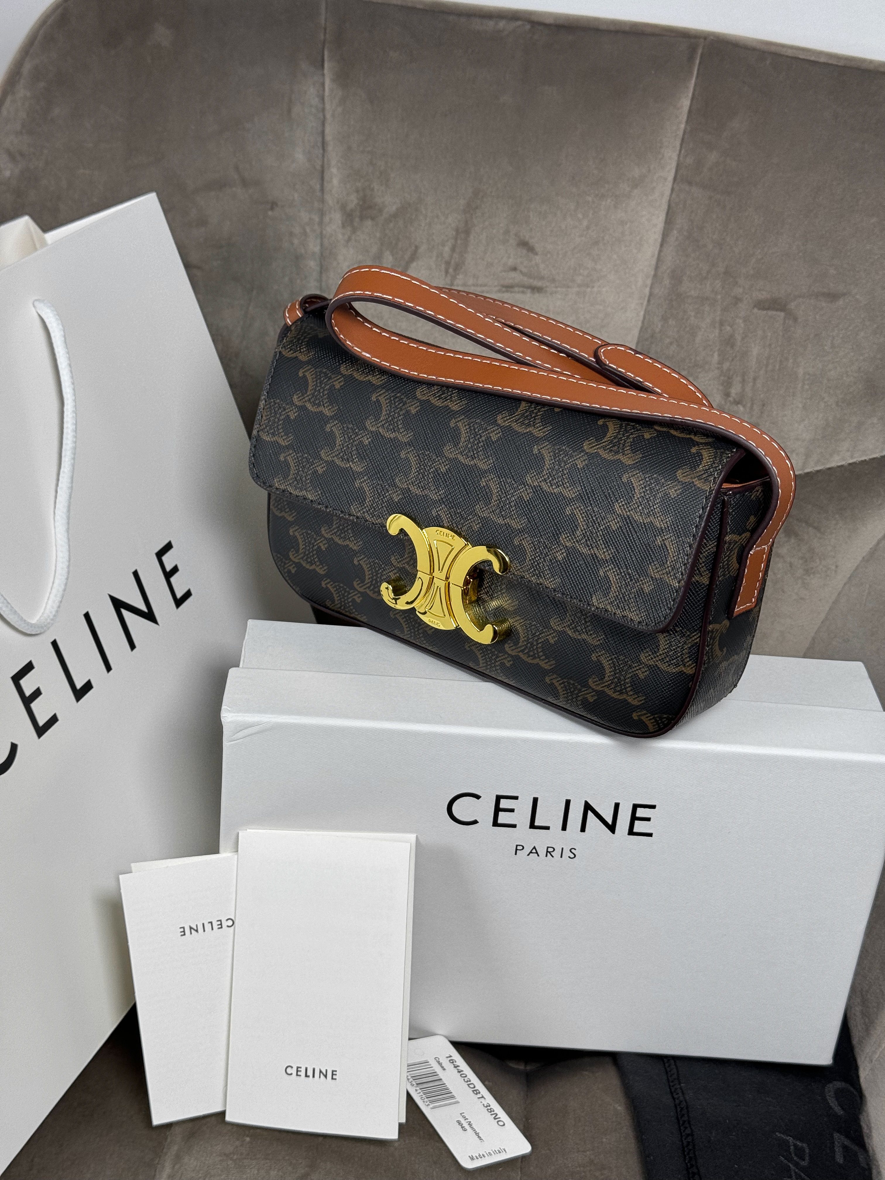 Celine Triomphe Canvas Bag Leather