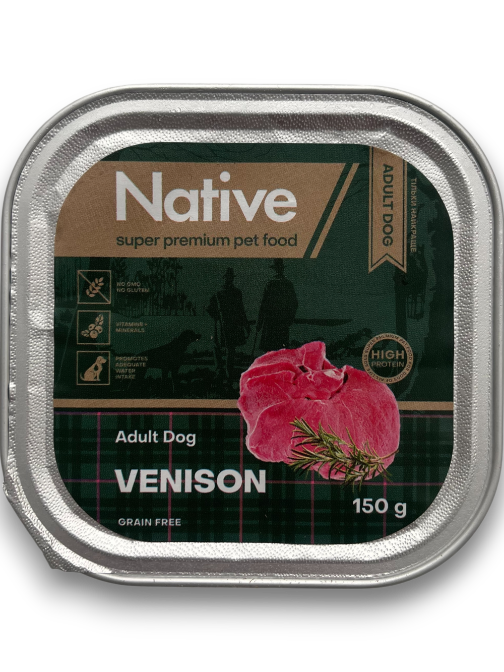 Native Adult Dog with Venison - повнораціонний вологий корм у вигляді шматочків в желе з олениною для дорослих собак, 150г