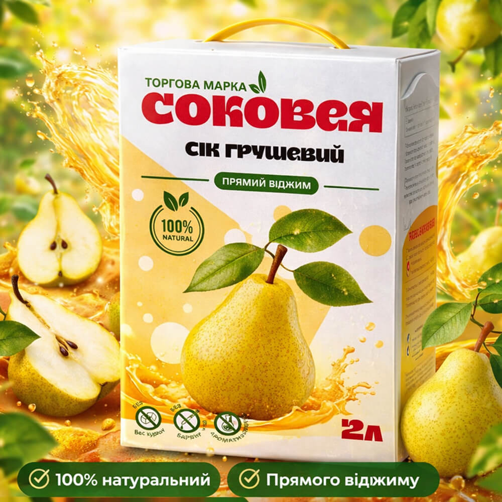 Сік грушевий неосвітлений пастеризований 2 л