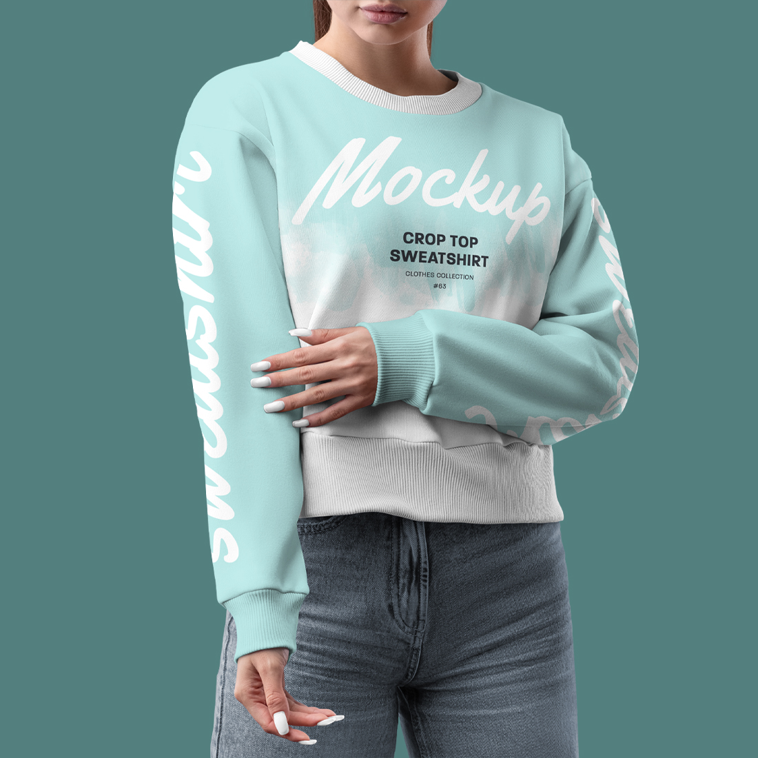 9 Mockups Crop Top Woman Sweatshirt