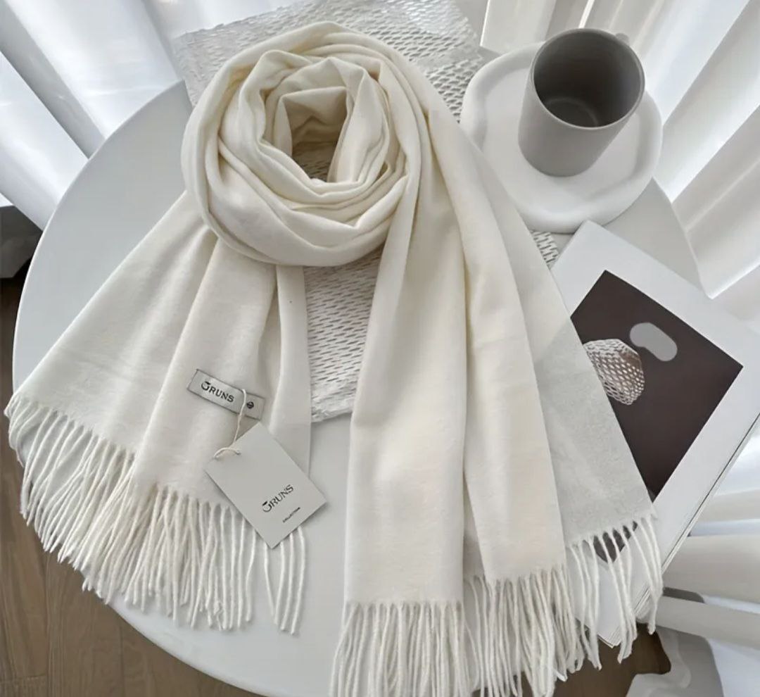 Палантин кашемір білий