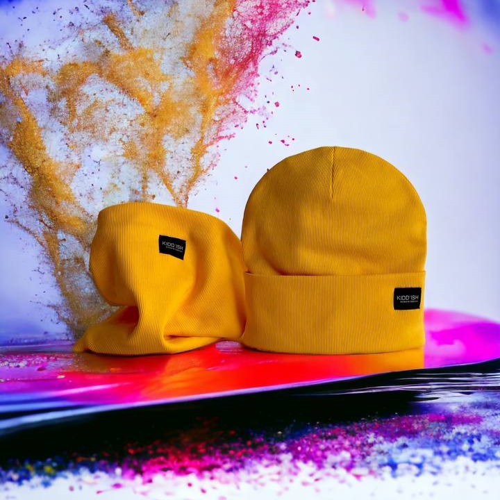 Шапка на флісі  - гірчиця