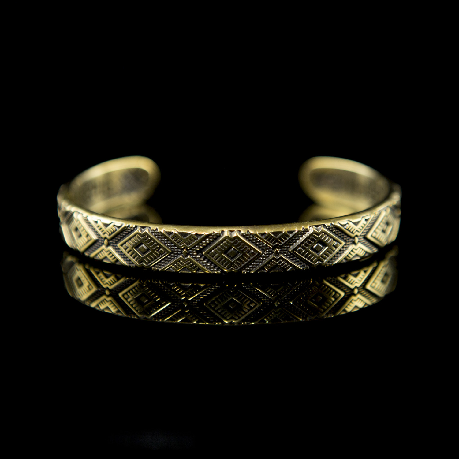 Solid brass ring bracelet "Vyshyvanka" - Made in Ukraine