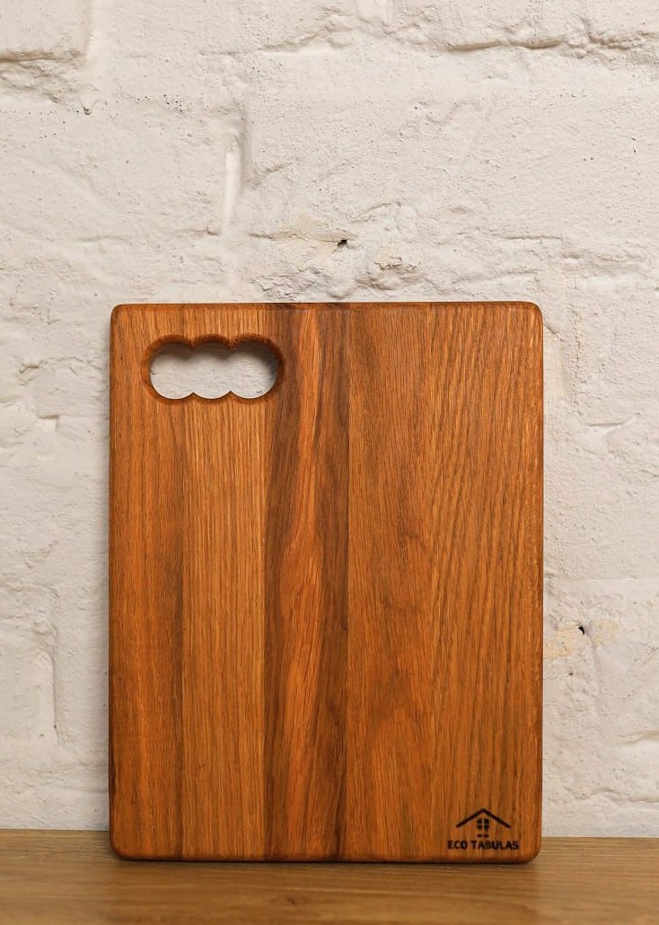 Кухонна дерев’яна дошка з трьома отворами мала 250*200*17 мм