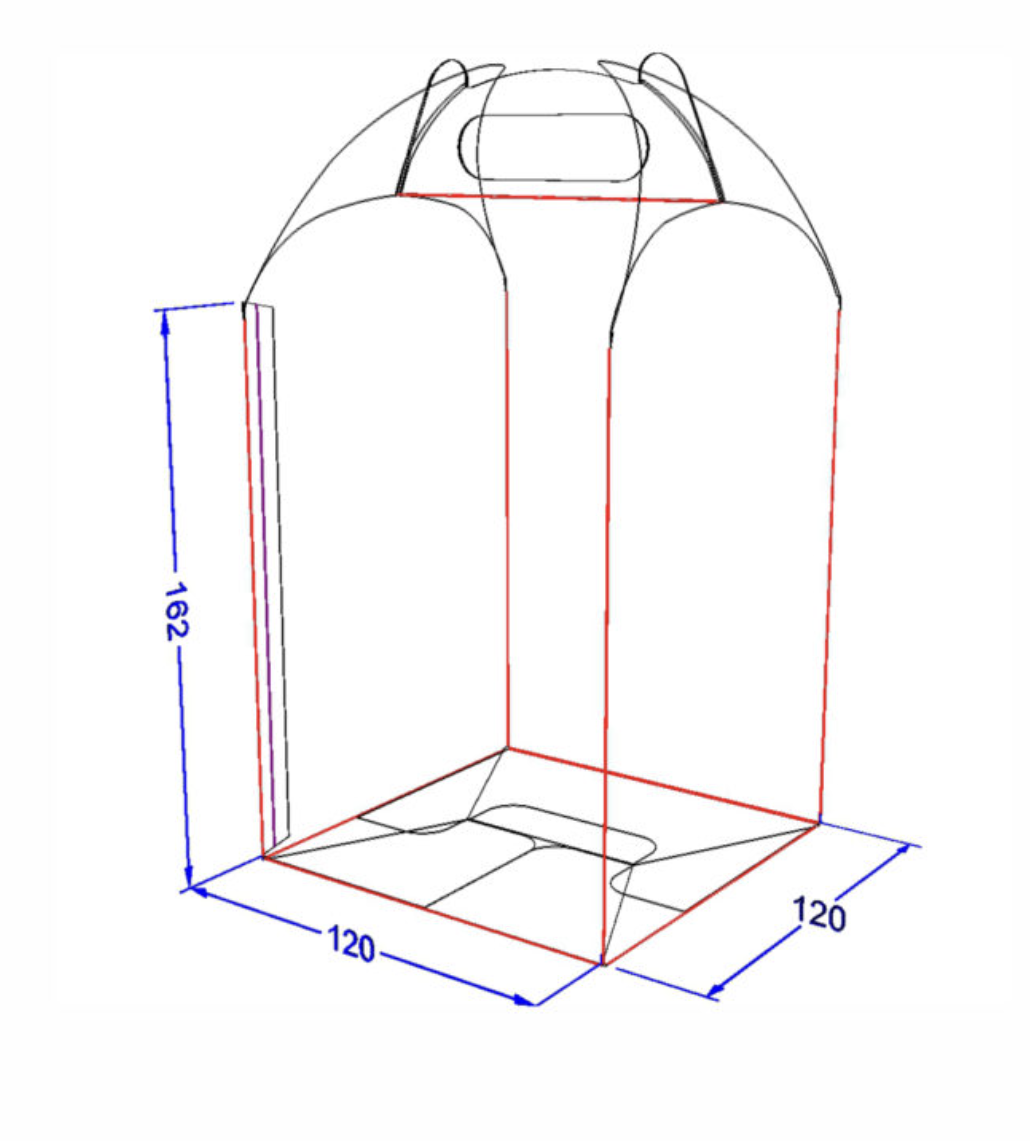 Подарункова бонбор'єрка, крафт, міді, 120×162×120 мм, 50 шт, 013300085