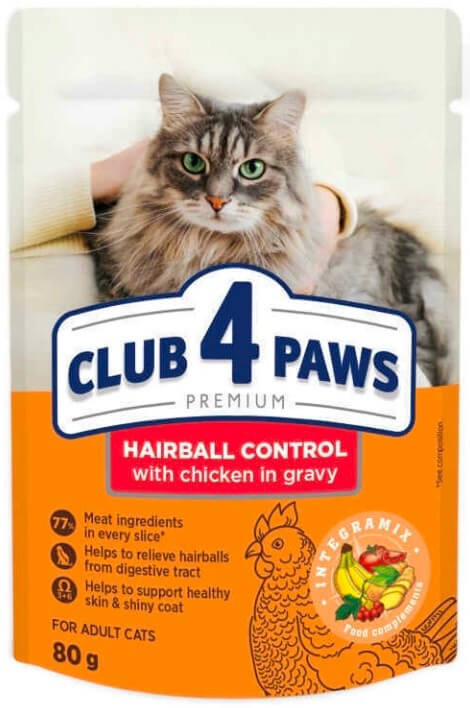 Клуб 4 лапи Premium пауч з куркою для виведення шерсті 80гр.