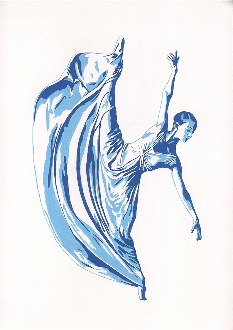 Dancer_5, 42x30 cm original acrylic painting on paper
