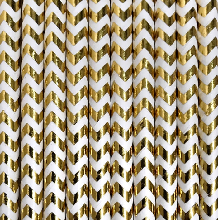 Трубочки фольговані шеврон золото 25шт