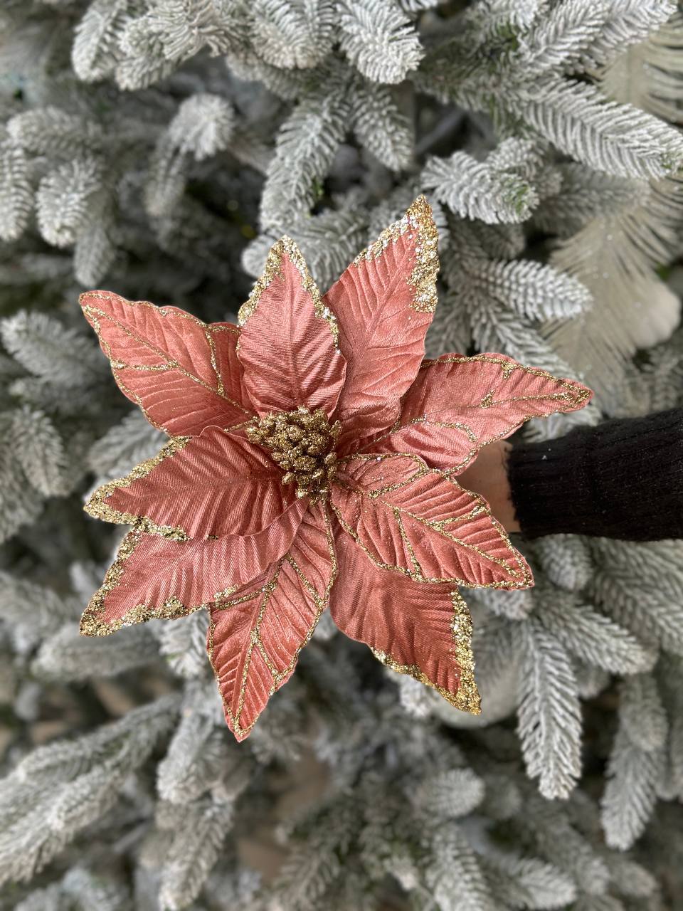 Декоративна квітка Пуансетія 31 см, довжина ніжки 50 см