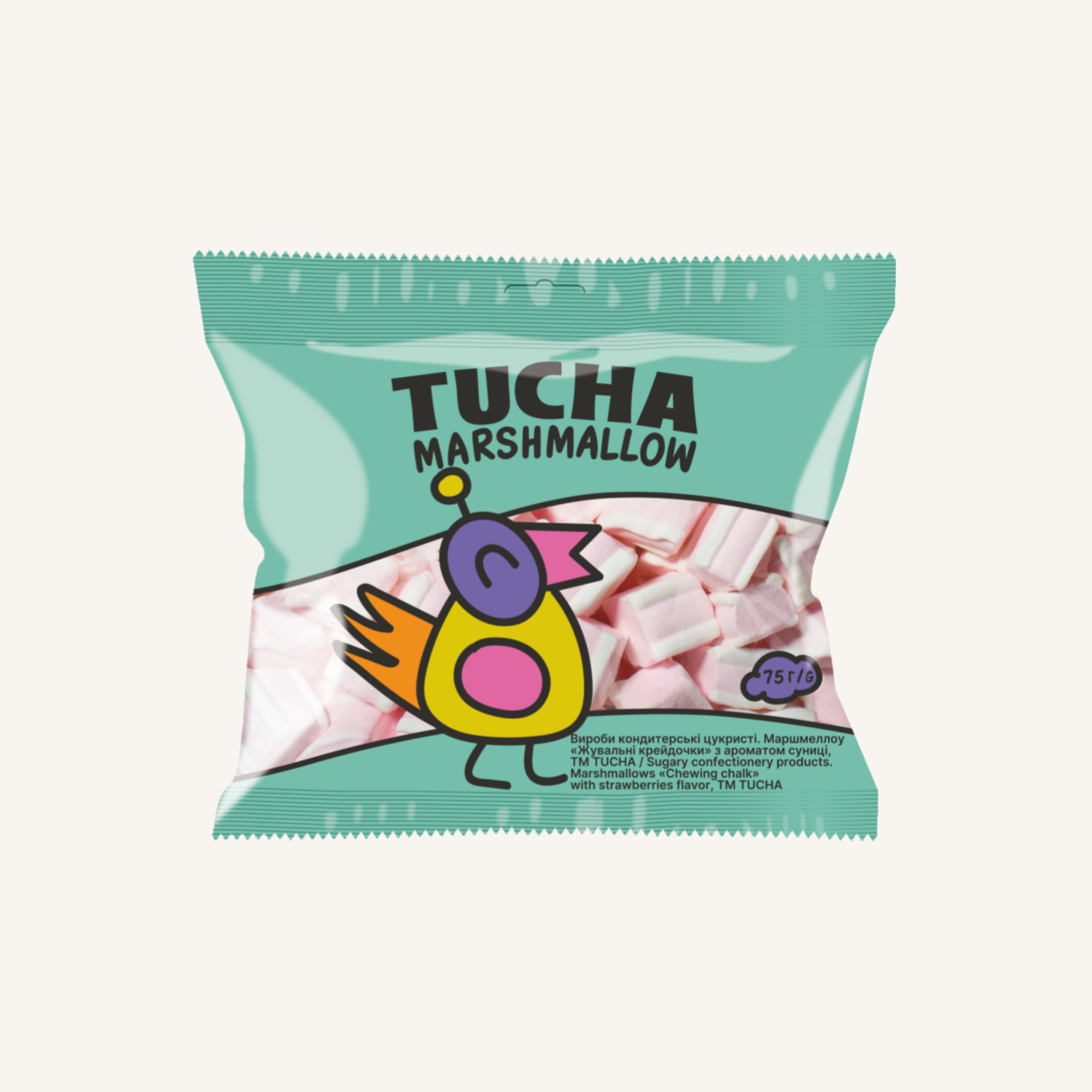 Маршмеллоу ТМ TUCHA «Жувальні крейдочки» з ароматом суниці 
