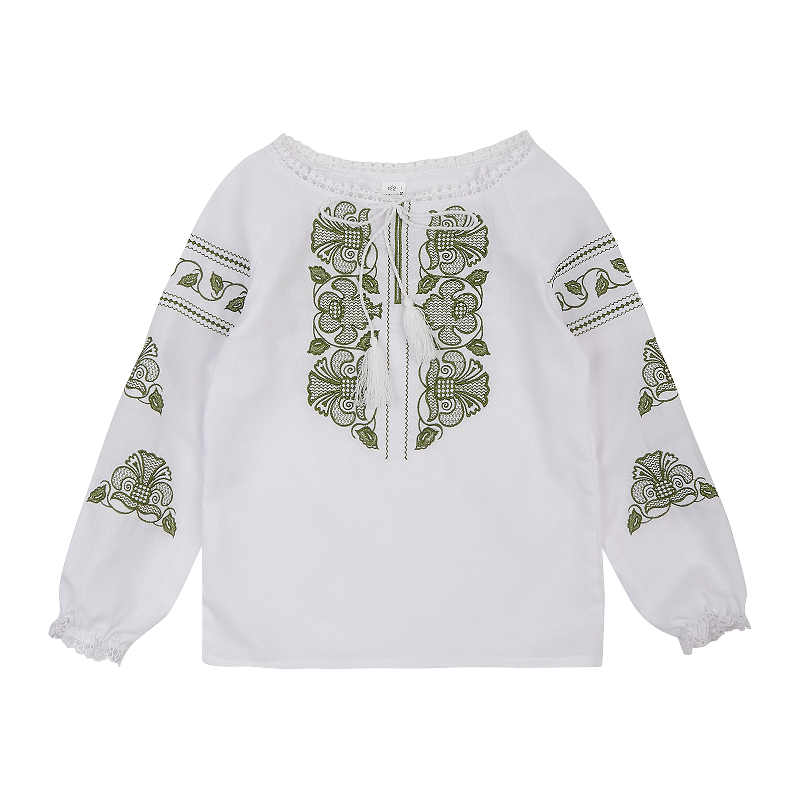 Вишиванка для дівчинки з зеленою вишивкою