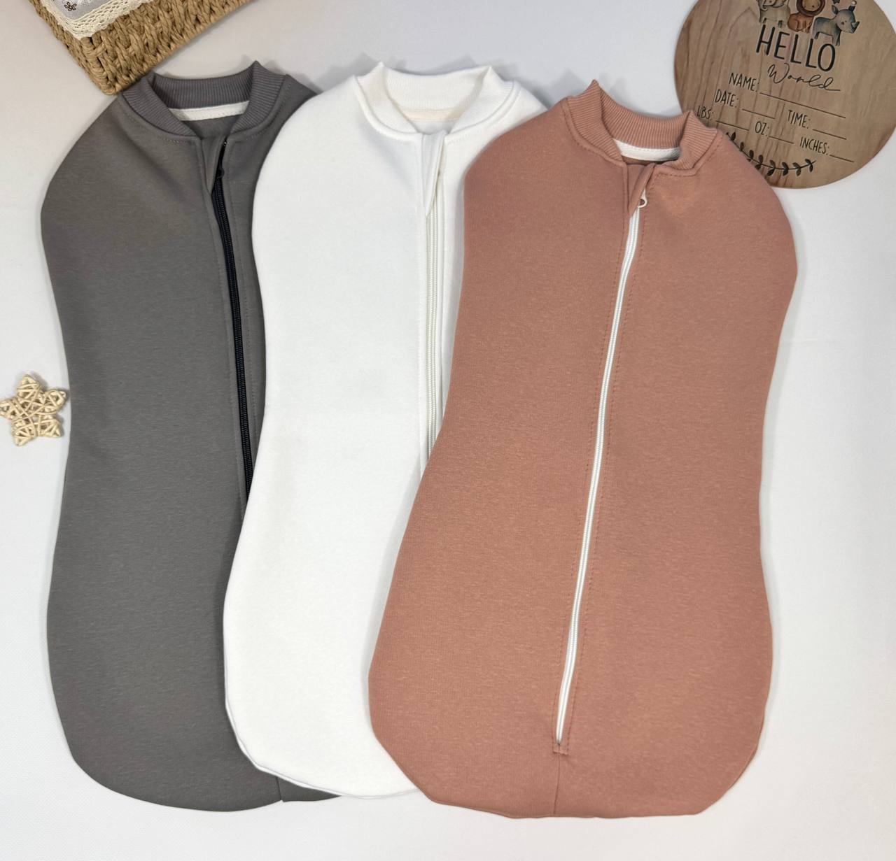 Теплий кокон на липучці для новонародженого з флісу