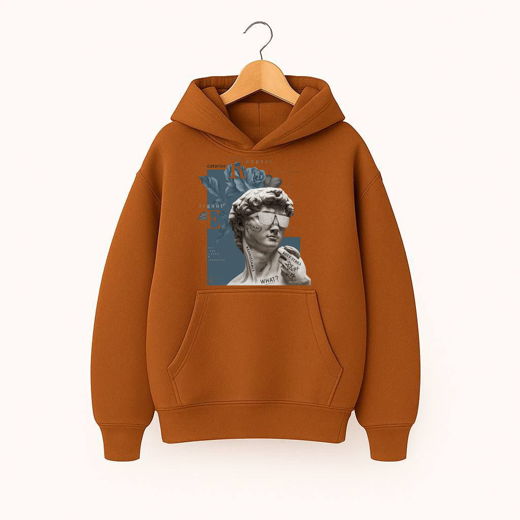 ХУДІ УТЕПЛЕНЕ ОВЕРСАЙЗ КОРИЧНЕВЕ З ПРИНТОМ 