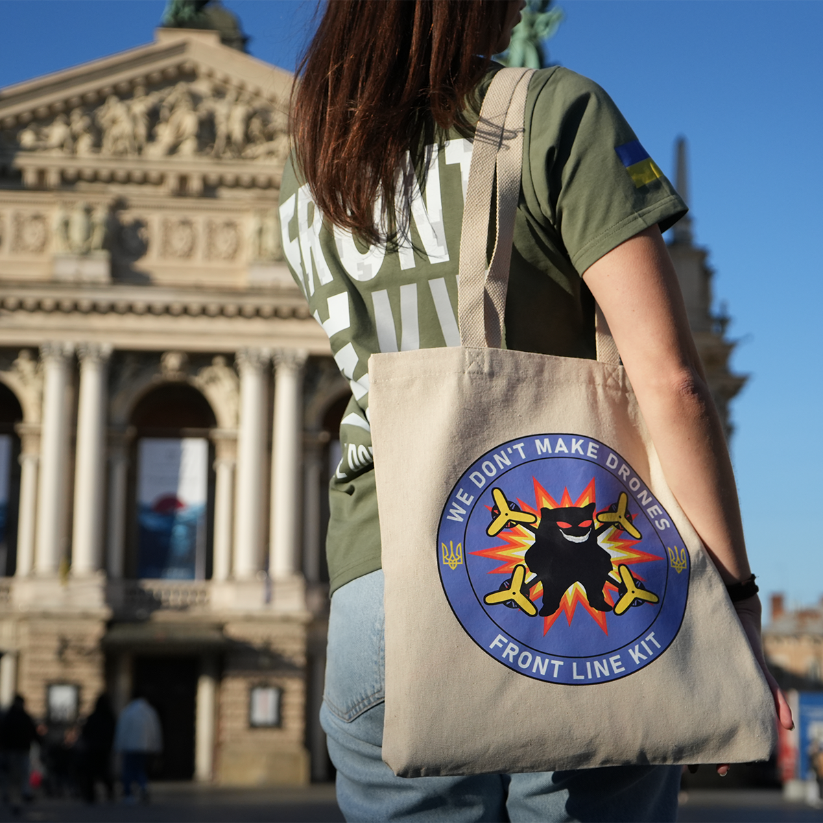 Front Line Kit Tote Bag "We Don't Make Drones"