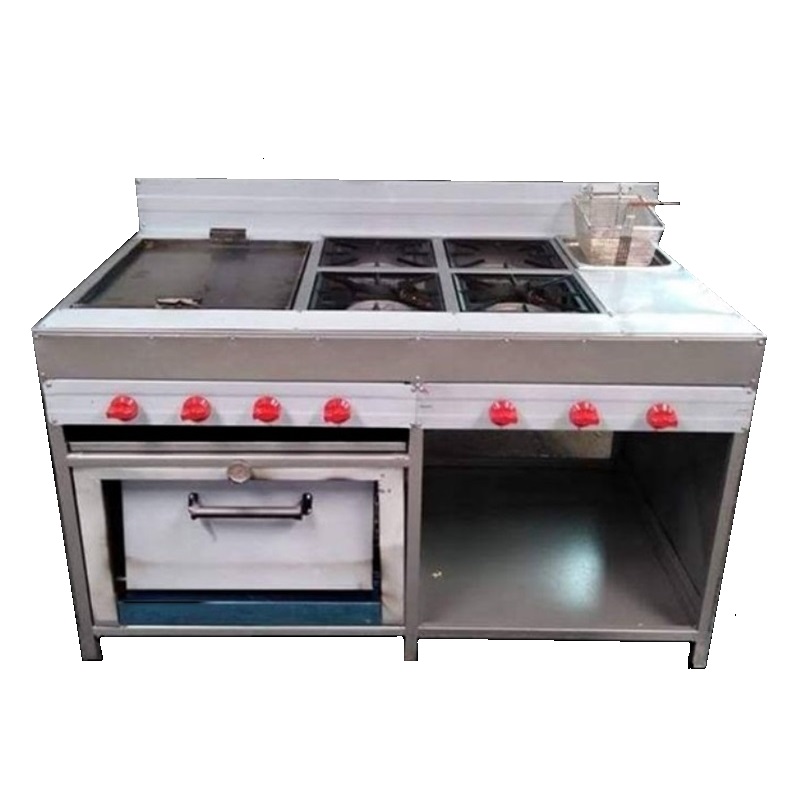 Cocina multifuncional 7 en 1 a gas - 4 Fogones + Freidora + Plancha + Horno