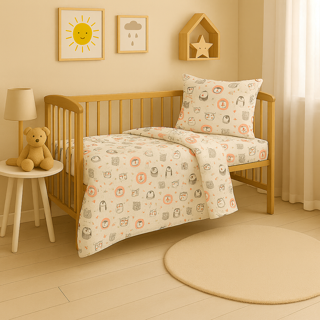 Дитяча постільна білизна з фланелі з малюнком 