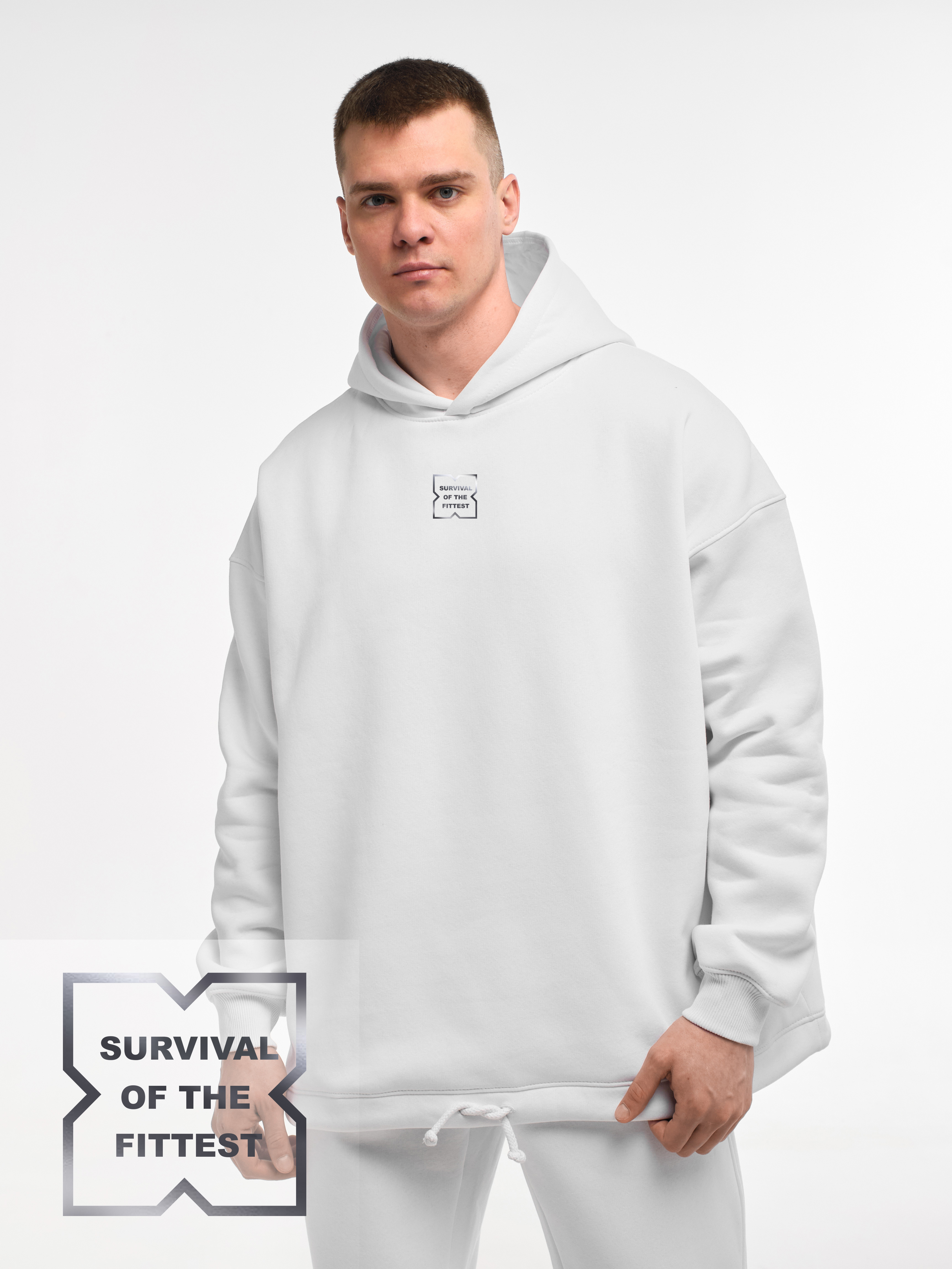HOODIE "SURVIVAL OF THE FITTEST" | LACE | WHITE EMOTION | XH2