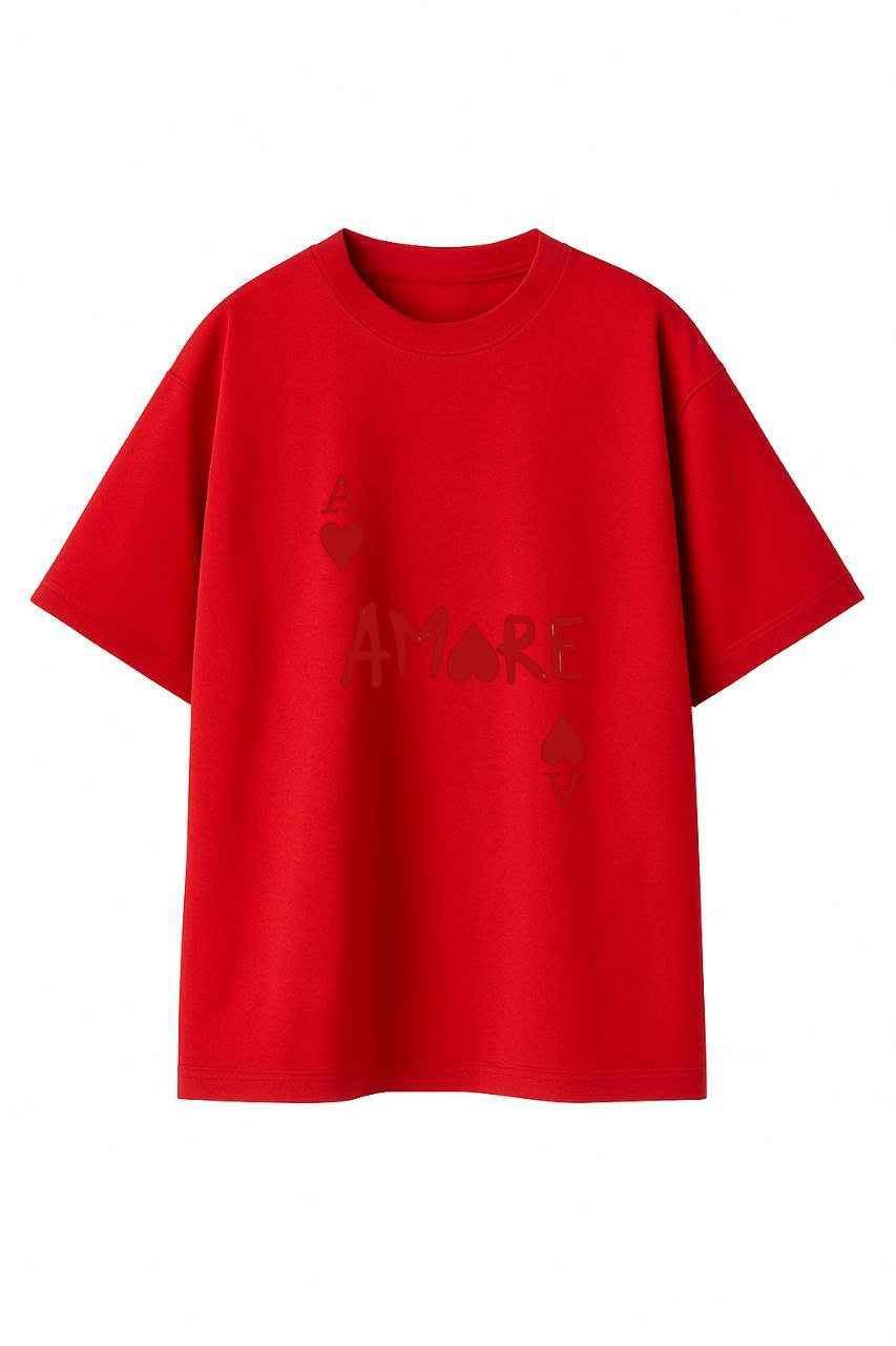 ФУТБОЛКА ОВЕРСАЙЗ ЧЕРВОНА З ПРИНТОМ 