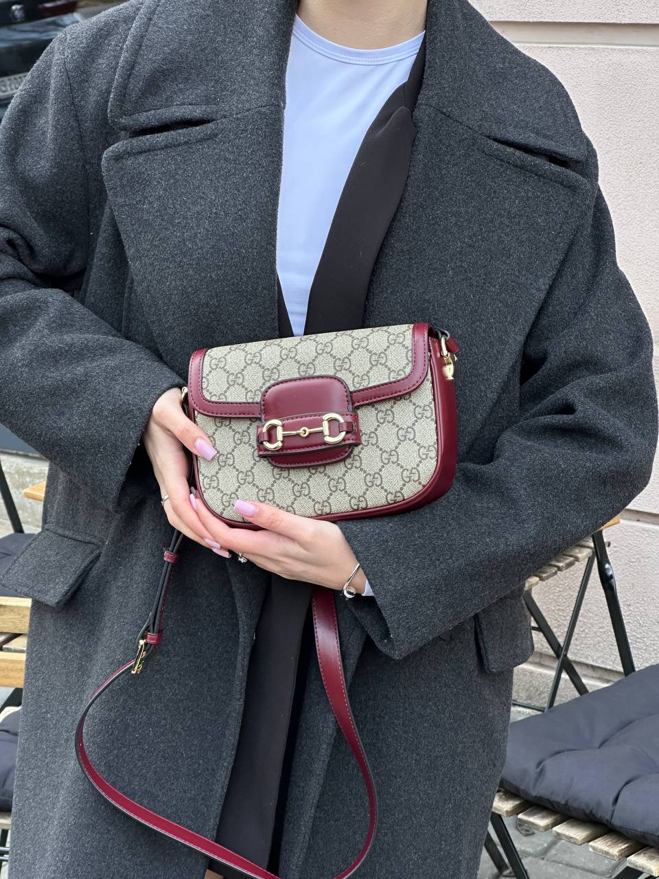 Gucci Horsebit 1955 Mini Bag Beige/Burgundy