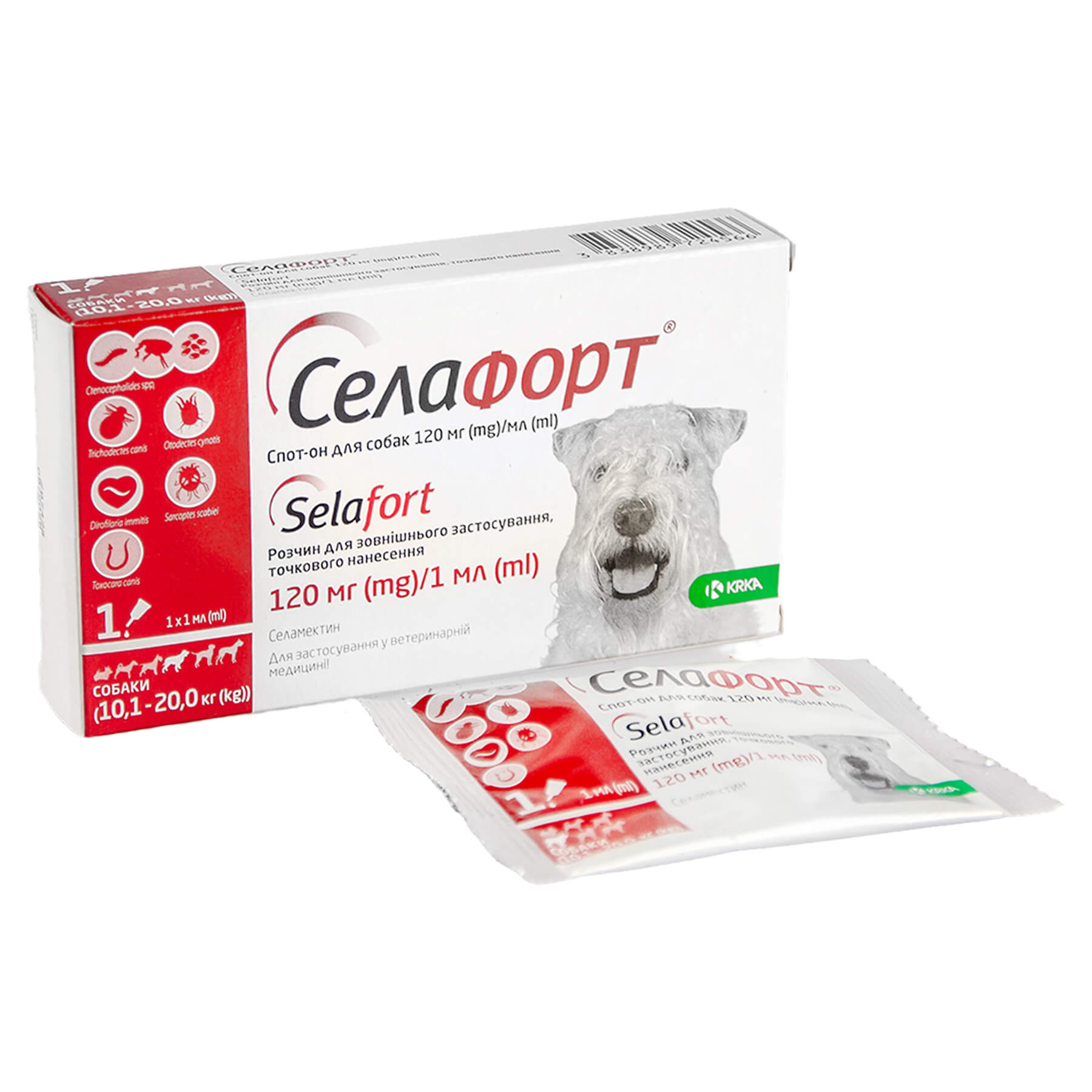 Краплі Селафорт для собак, спот-он 120мг (10,1-20 кг) №1 (аналог Стронгхолда)