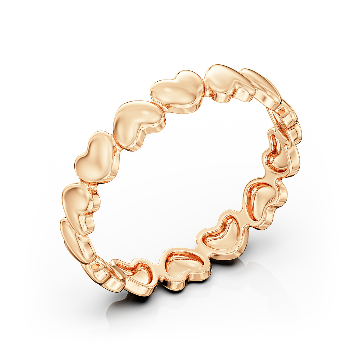 Liebevoller Ring mit Herzdesign aus 585er Rotgold (14 Karat)