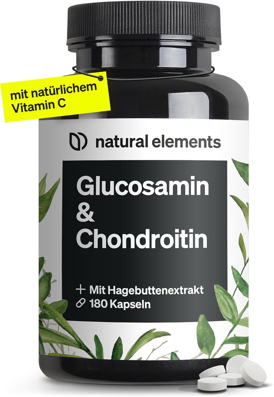 natural elements Glucosamine і Chondroitin висока доза для підтримки здоров’я суглобів - 180 капсул