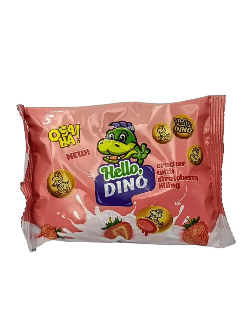 Крекер солодкий Обана Hello Dino з полуничною начинкою 30 г