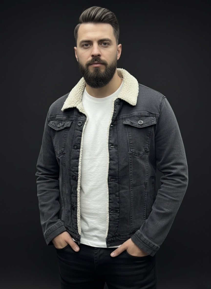 Демісезонна чоловіча джинсова куртка з утепленням dark grey