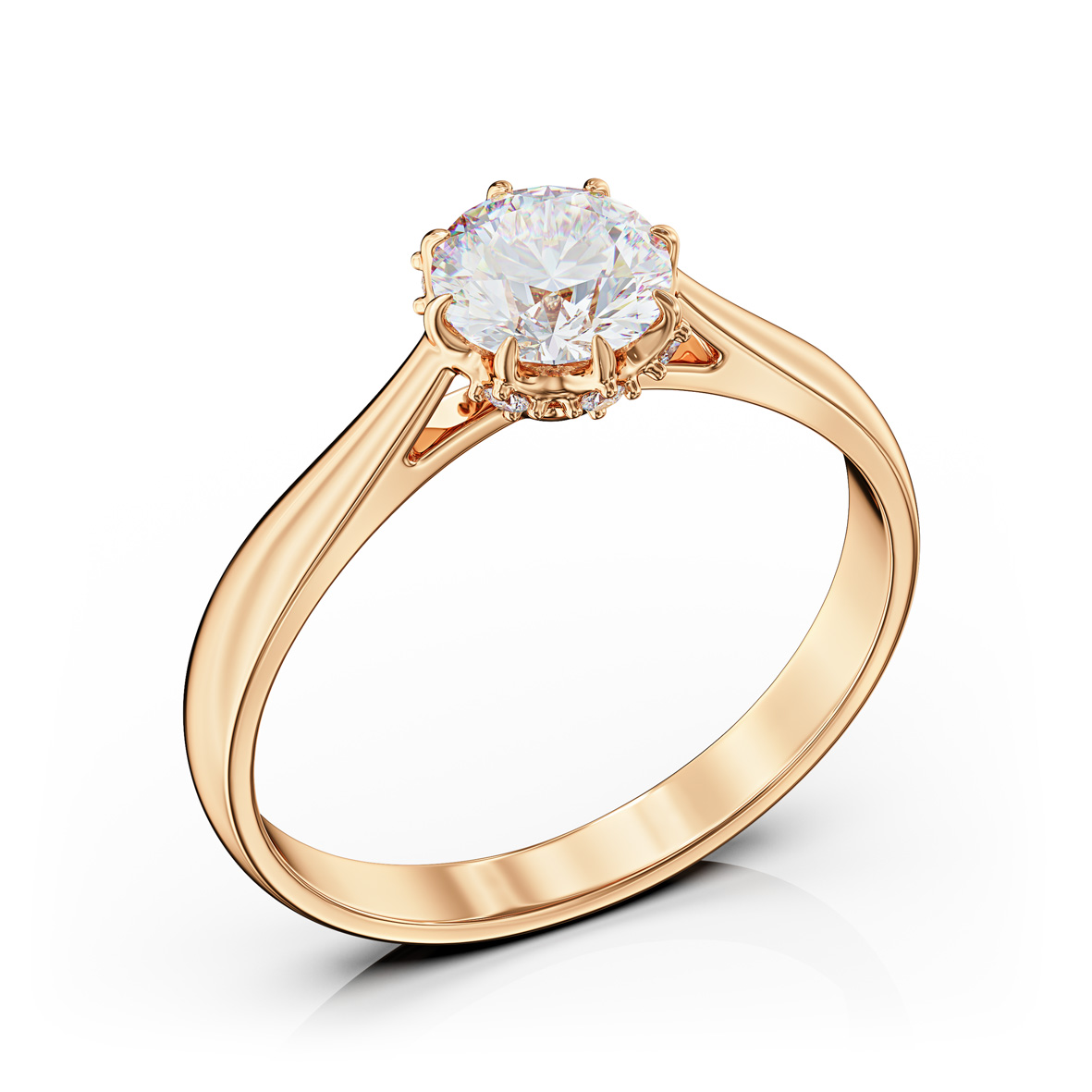 Strahlender Solitär-Ring aus 585er Rotgold mit Zirkonia