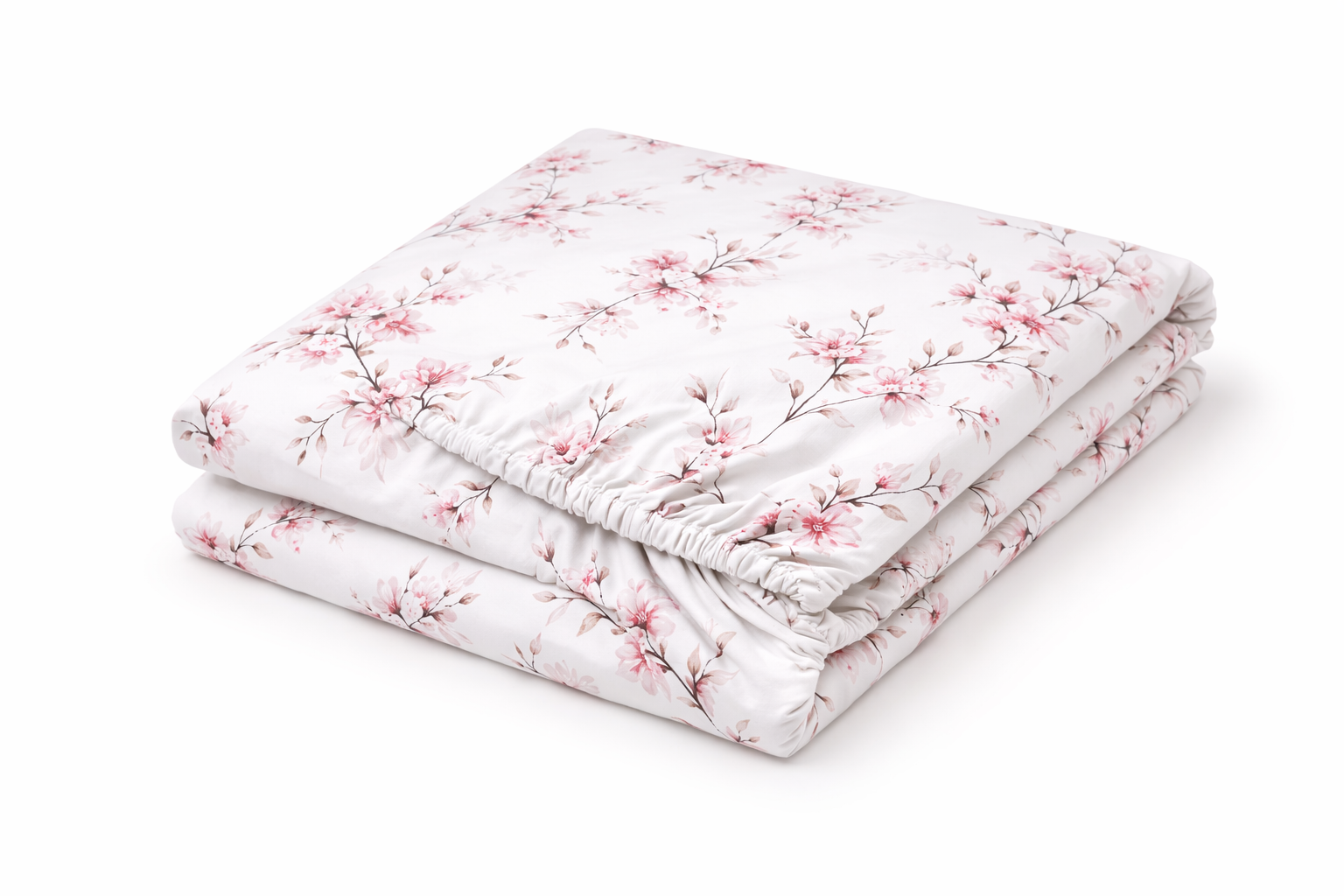 Простирадло на гумці ранфорс принт  "Дрібні букети на білому"