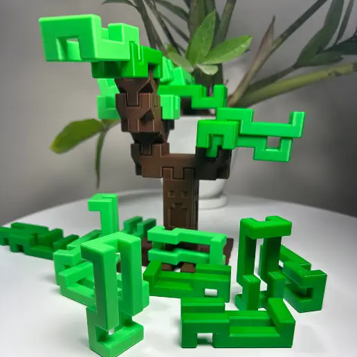 3D Гра Піксельне Хитке Дерево в Стилі Minecraft