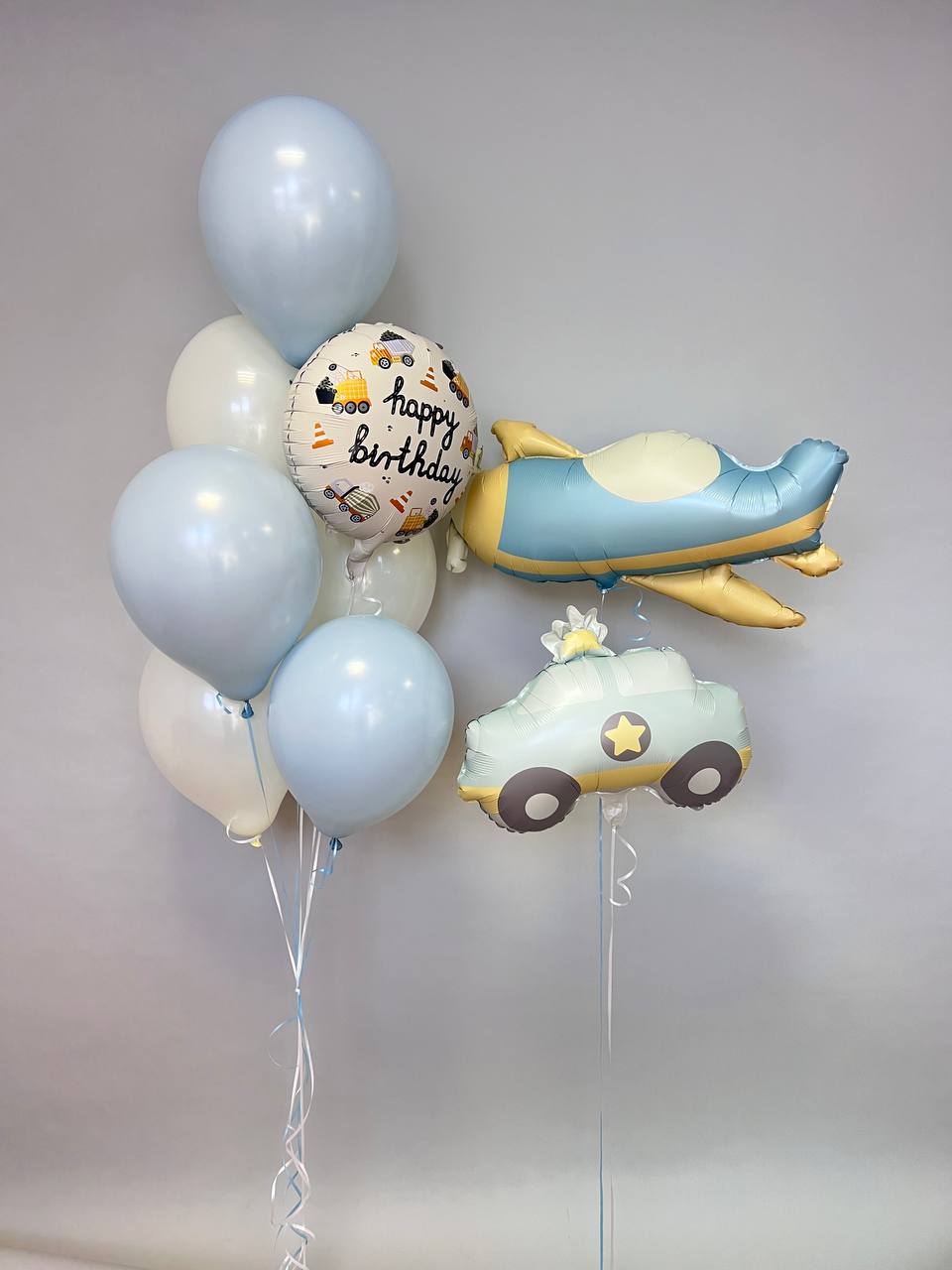 Набір: Кульки «Авіа-подорож», фольгований круг з принтом та зв’язка кульок