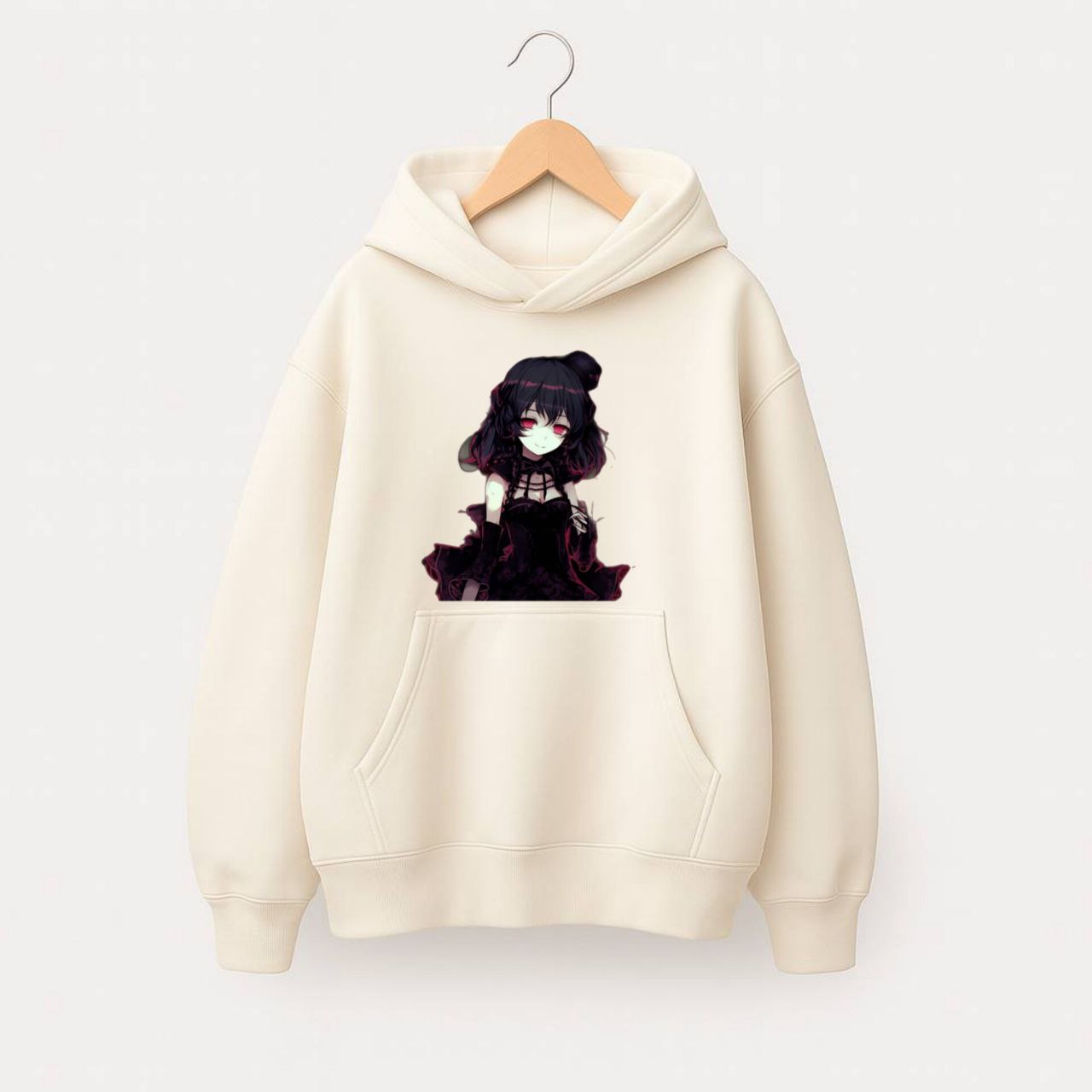 ХУДІ ОВЕРСАЙЗ БІЛЕ З ПРИНТОМ "АНІМЕ ДІВЧИНКА 1"