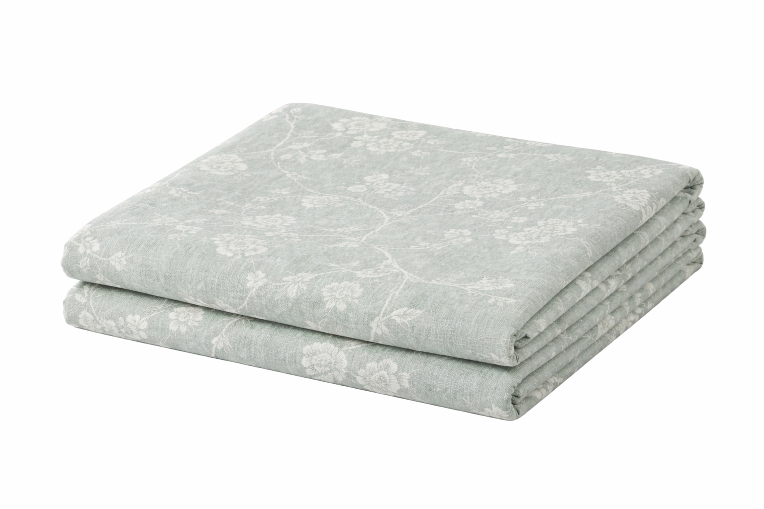 Простирадло ранфорс принт без гумки  "Білі квітки на зеленому"