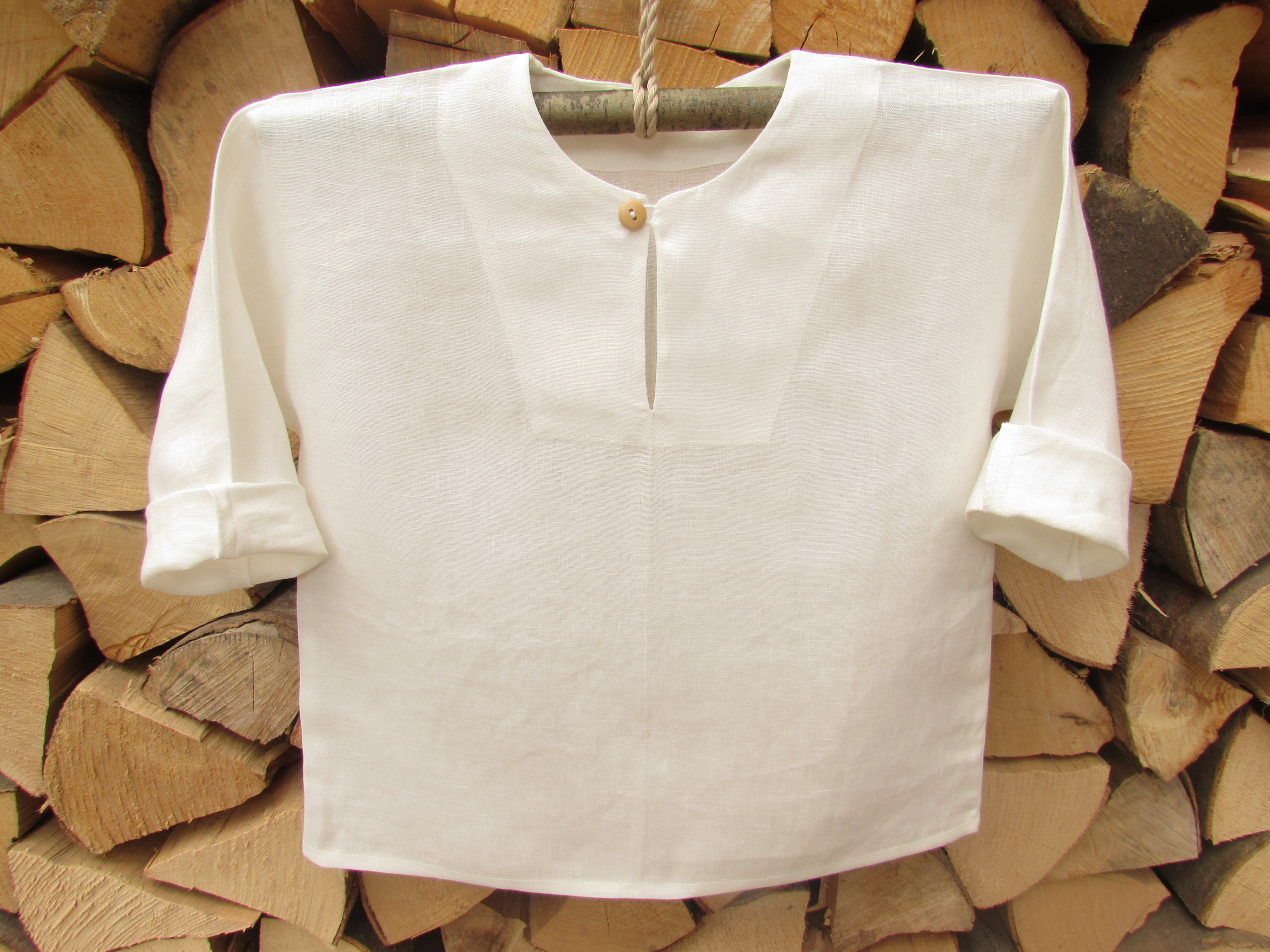 Baby ľanové tričko white