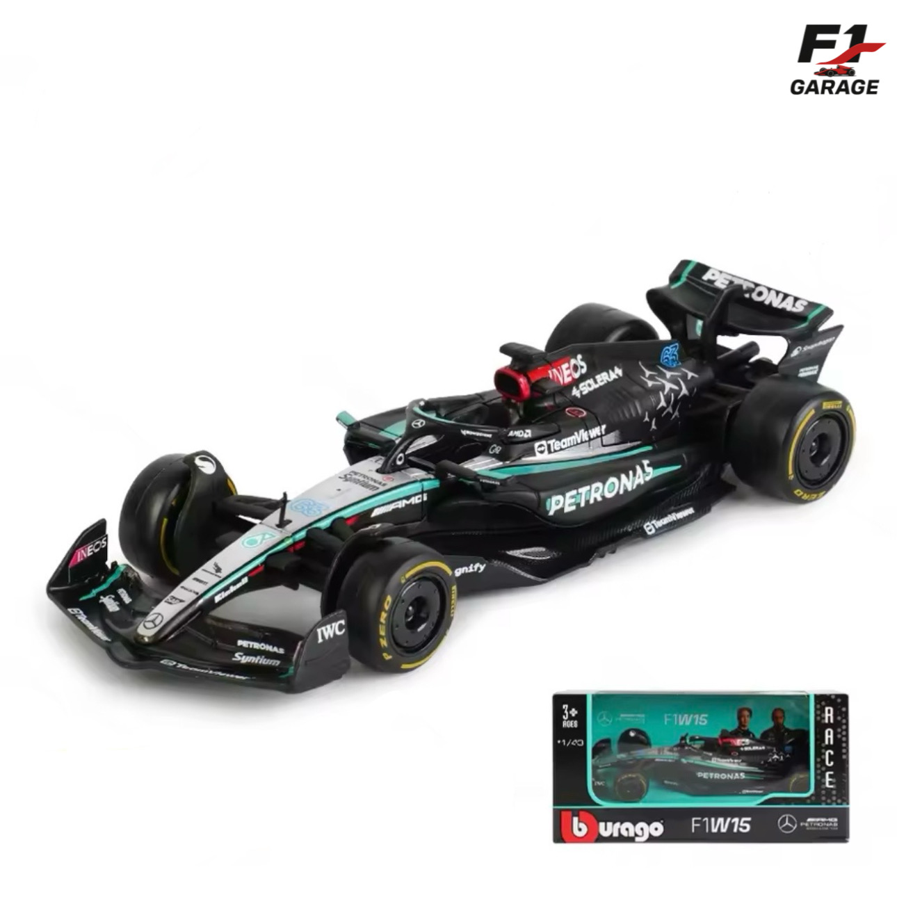 Burago Mercedes W15 George Russell, 1:43, 2024