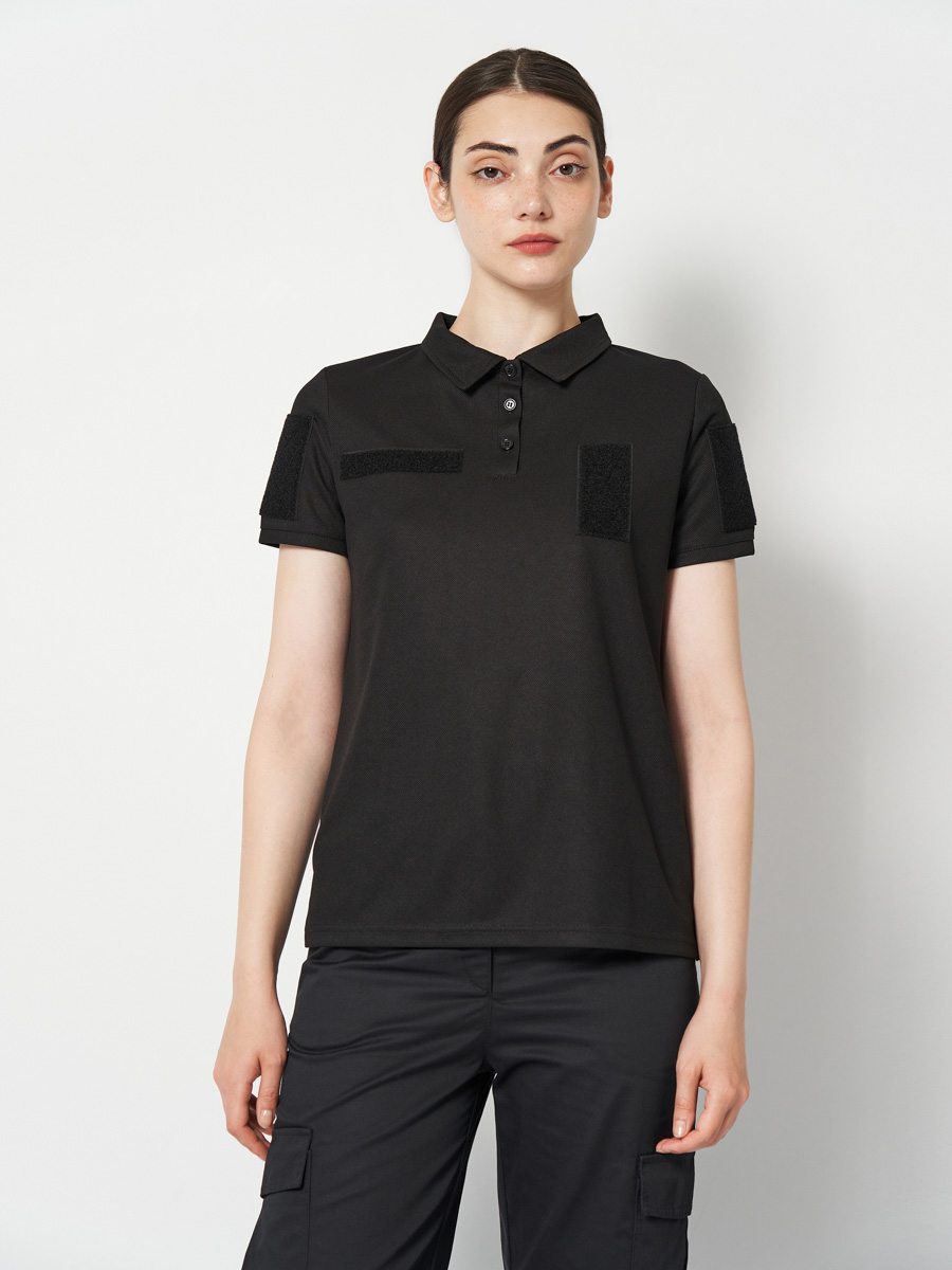 Жіноче тактичне поло UKM CoolPass з липучками чорне