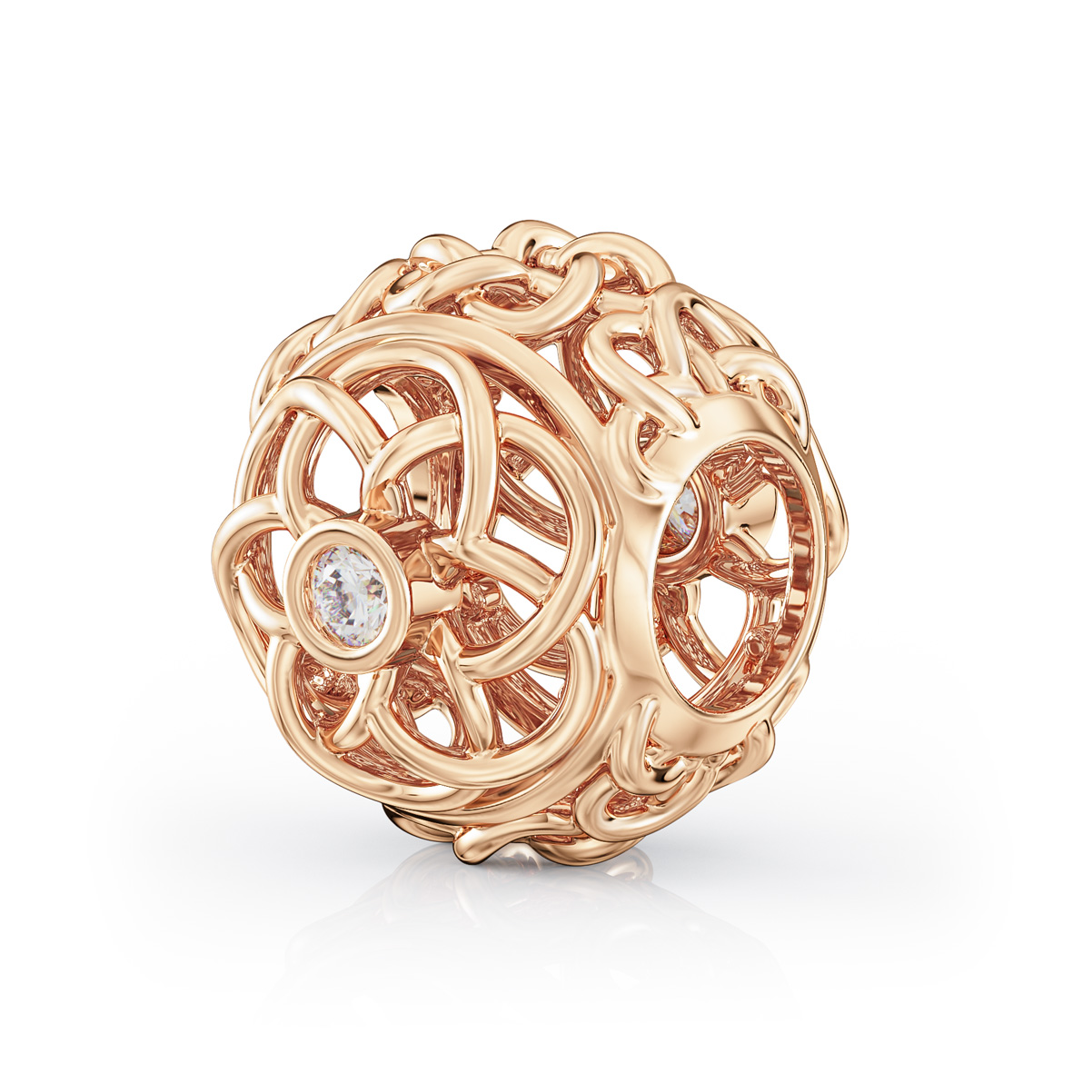 Goldanhänger „Blumenornament“ mit Zirkonia – 585er Rotgold