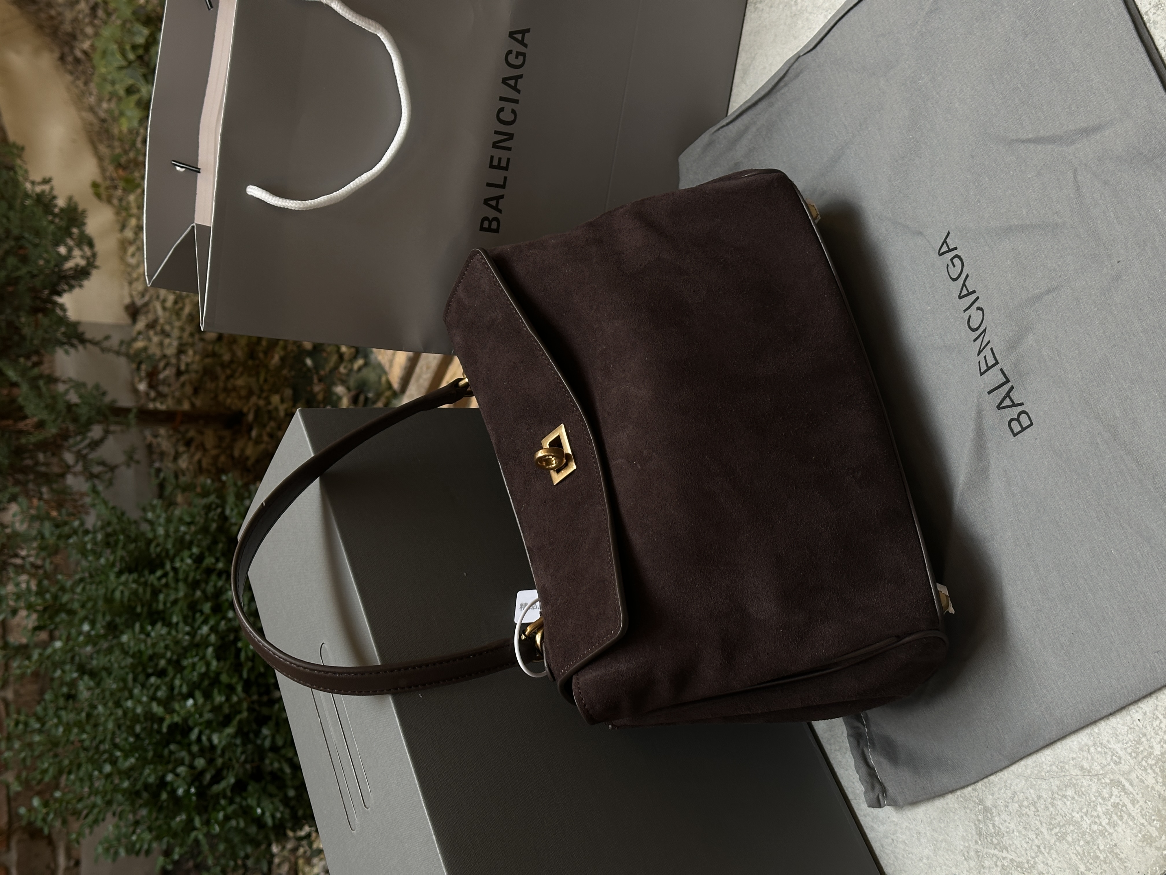 Balenciaga Rodeo Brown Suede/Gold Hardware