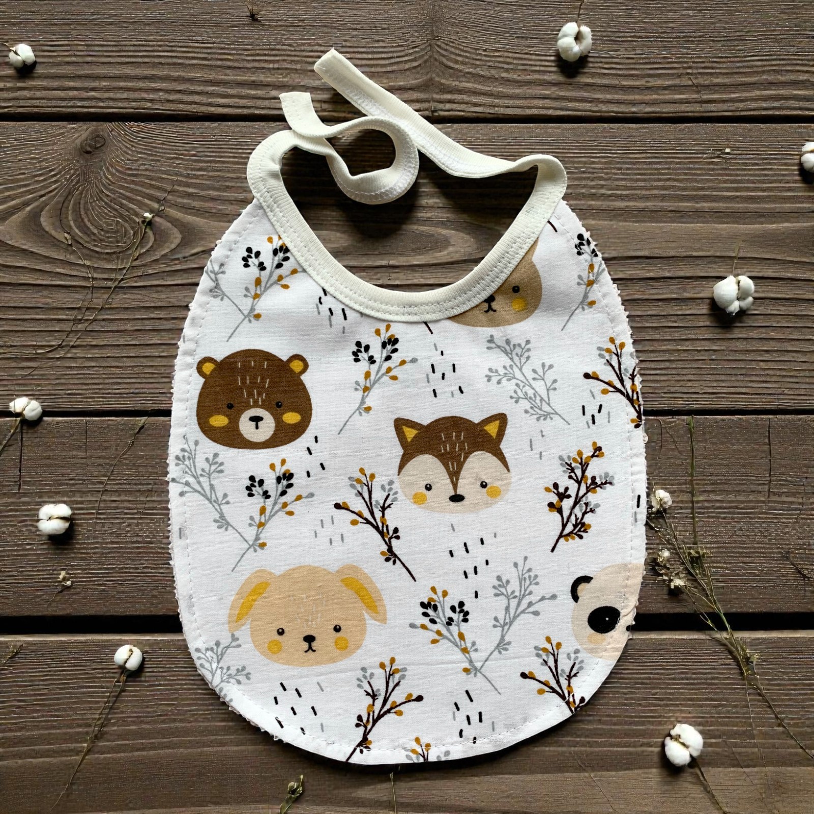 Непромокаючий слинявчик на завязках Мордочки