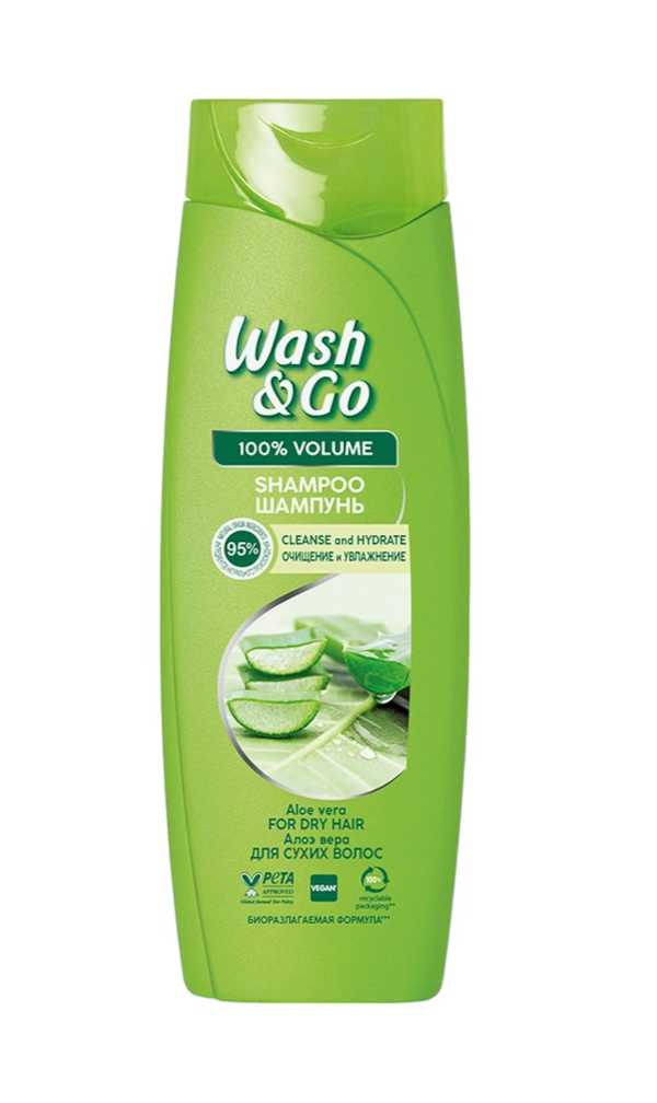 Шампунь з екстрактом алоє для сухого волосся  Wash & Go 400ml. 