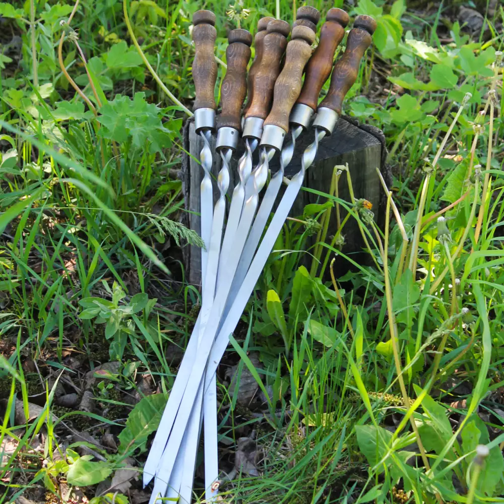 Шампури з якісної нержавіючої сталі з дерев’яними ручками