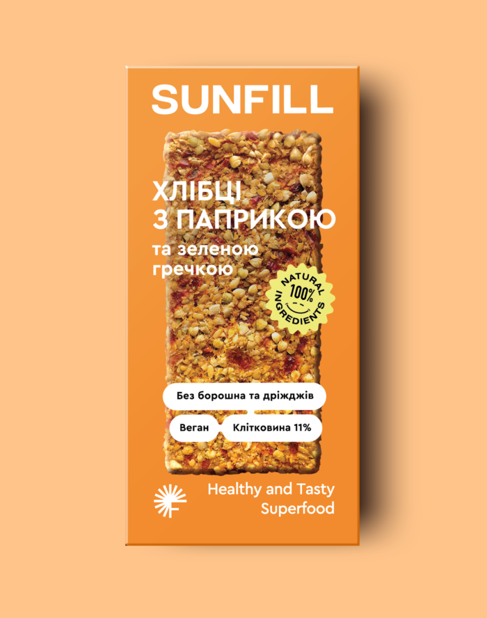 Хлібці з паприкою та зеленою гречкою - Sunfill, 91 г