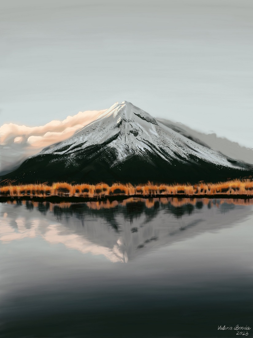 "Starry Mountain". Original digital print by Valeria Bonda, printed on a hoodie (unisex)